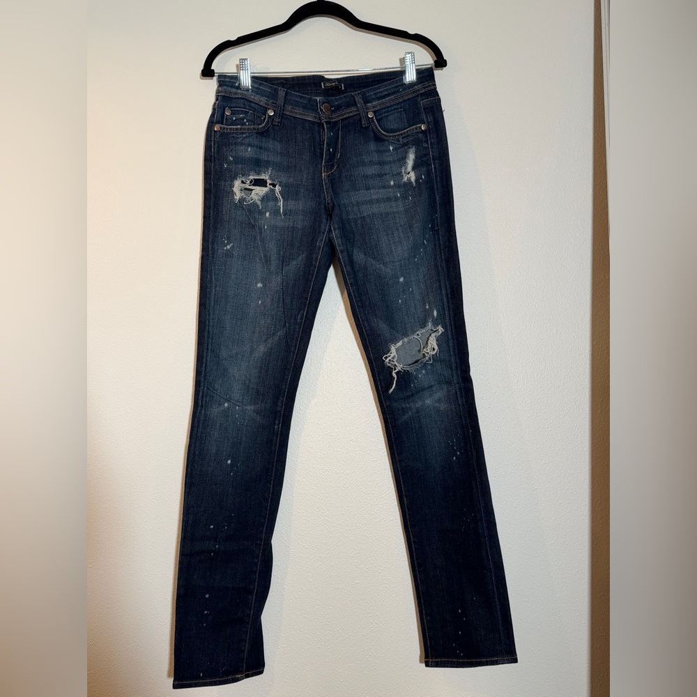 Fidelity Denim Dark Blue Distressed Skinny Jeans